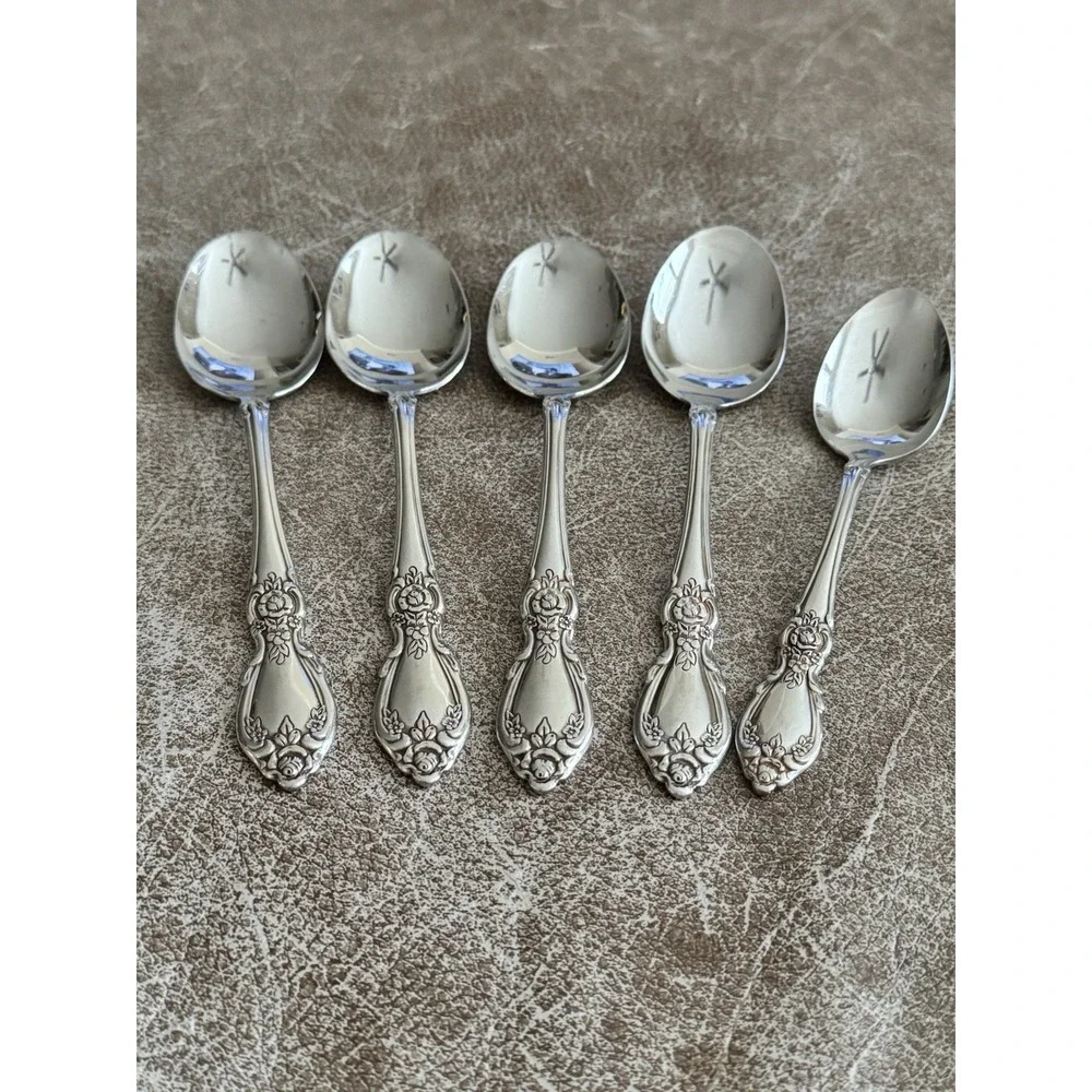 5 Oneida PLANTATION - 1 Teaspoon & 4‎ Soup Spoons Community Mixed Flatware